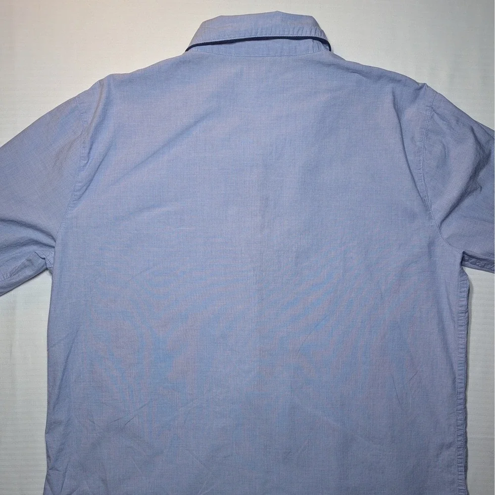 J.Crew Re-Imagined Blue Cotton Pajama Top Button Down‎ Piping H4364 Womens L